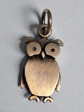 Tiny Owl 925 Sterling Silver Pendant or Charm